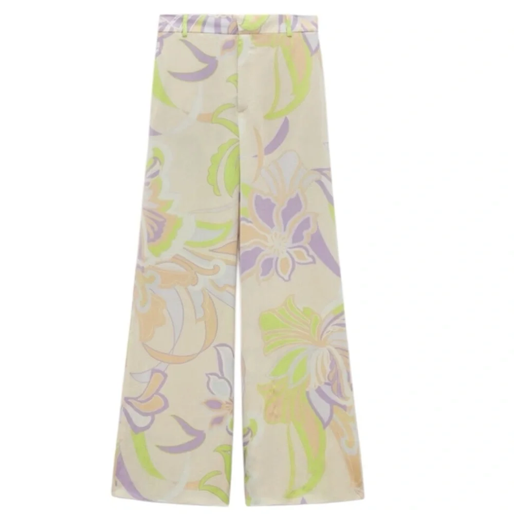 New Zara Blogger Favorite Pastel Wide Leg Flowy Lightweight Palazzo Trouser - Picture 7 of 8